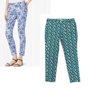 MICHAEL KORS Floral Ankle Mid Rise Blue Black White Pant | 10